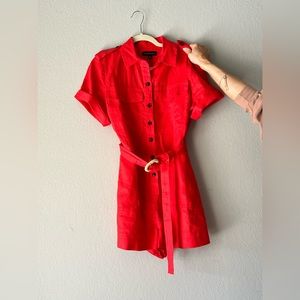 Banana Republic safari-style red short sleeve jumpsuit in size x-small